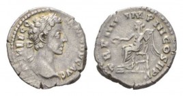 Commodus, 177-192 Denarius circa 179, AR 18mm., 3.00g. L AVREL COMMODVS AVG Laureate head right. Rev. TR P IIII IMP III COS II P P Victory seated left...