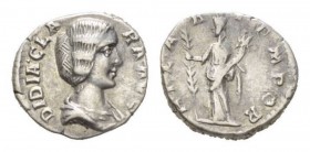 Didia Clara, daughter of Didus Julianus Denarius circa 193, AR 17mm., 2.96g. DIDIA CLA-RA AVG Draped bust r. Rev. HILARITAS TEMPOR Hilaritas standing ...