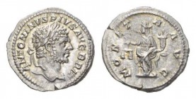 Caracalla, 198-217 Denarius circa 212-213, AR 20mm., 3.35g. ANTONINVS PIVS AVG BRIT Laureate head r. Rev. MONETA AVG Moneta standing l., holding scale...