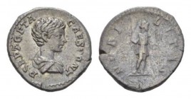 Geta as Caesar, 198-209 Denarius circa 200-202, AR 18.5mm., 3.29g. P SEPT GETA CAES PONT Bare-headed and draped bust r. Rev. NOBILITAS Nobilitas stand...