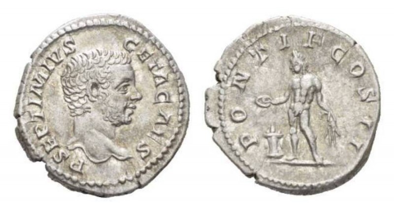 Geta as Caesar, 198-209 Denarius circa 209, AR 19mm., 3..26g. P SEPTIMIVS GETA C...