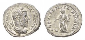 Macrinus, 217-218 Denarius circa 217-218, AR 20.5mm., 3.34g. Laureate and draped bust r. Rev. Providentia standing l., holding wand over globe and cor...
