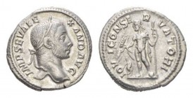 Severus Alexander, 222-235 Denarius circa 228-231, AR 19.5mm., 3.56g. IMP SEV ALEXAND AVG Laureate head r. Rev. IOVI CONSERVATORI Jupiter standing l.,...