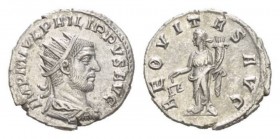 Philip I, 244-249 Antoninianus circa 246, AR 22mm., 3.85g. IMP M IVL PHILIPPVS AVG Radiate, draped, and cuirassed bust r. AEQVITAS AVG Aequitas standi...
