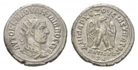 Philip I, 244-249 Tetradrachm Seleucis and Pieria (Antioch) circa 248-249, AR 27mm., 11.67g. Radiate, draped, and cuirassed bust r. Rev. Eagle standin...