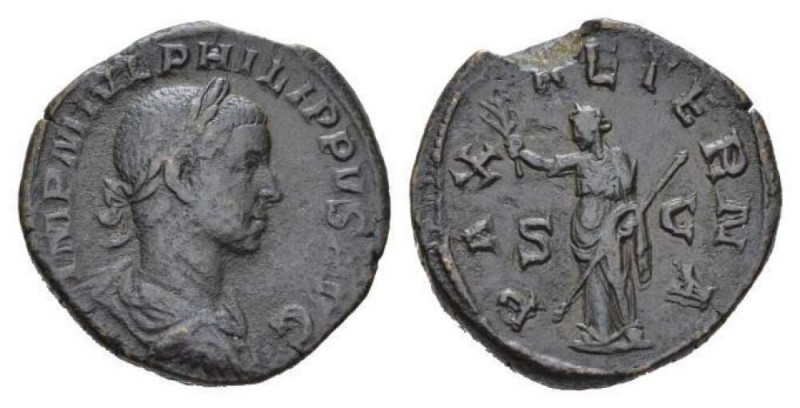 Philip II, 247-249 Sestertius circa 246-249, Æ 29.5mm., 17.96g. IMP M IVL PHILIP...