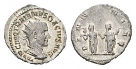 Trajan Decius, 249-251 Antoninianus circa 249-251, AR 23mm., 4.14g. IMP C M Q TRAIANVS DECIVS Radiate and draped bust right. Rev. PANNONIAE The two Pa...