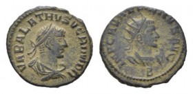 Aurelian and Vabalathus, 270 – 271 Antoninianus Antiochia circa 270-271, billon 21mm., 3.54g. Radiate and cuirassed bust of Aurelian r.; below, B. Rev...