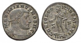 Galerius Maximianus as Caesar, 293-305 Follis Treveri circa 302-303, Æ 26mm., 8.04g. MAXIMIANVS NOBIL C Laureate and cuirassed bust r. Rev. GENIO POPV...