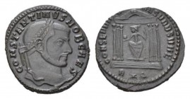 Constantine I Caesar, 306 – 309 Follis Aquileia circa 307, Æ 27mm., 6.18g. CONSTANTINVS NOB CAES Laureate head r. Rev. CONSERV – VRB SVAE Roma seated ...