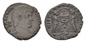 Magnentius, 350-353 Centennionalis Rome circa 351-352, Æ 21mm., 4.22g. D N MAGNENTIVS P F AVG Bare-headed, draped and cuirassed bust r.; behind, B. Re...