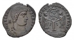 Decentius caesar, 351-353 Centenionalis Arelate circa 351-353, Æ 21mm., 4.34g. D N DECENTIVS CAESAR Bare-headed, draped and cuirassed bust r.; behind,...