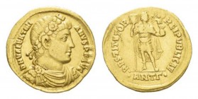 Valentinian I, 364-375 Solidus Antiochia circa 364-367, AV 22mm., 4.34g. D N VALENTINIANVS P F AVG Rosette-diademed, draped and cuirassed bust r. Rev....