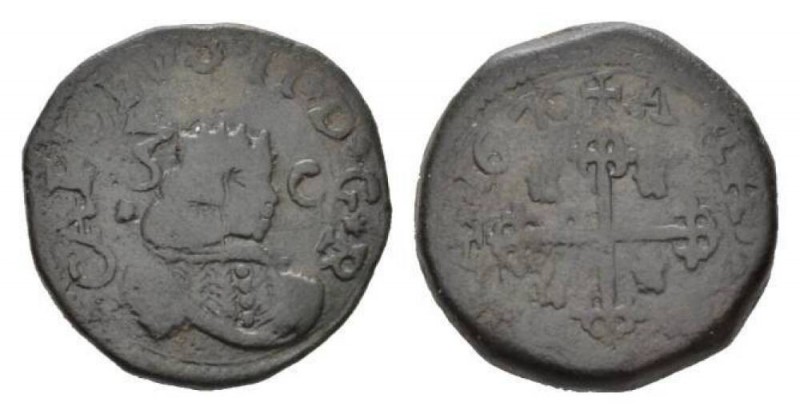 Cagliari, Carlo II di Spagna, 1665-1700. 3 Cagliaresi 1670, AR 24mm., 11.92g. MI...