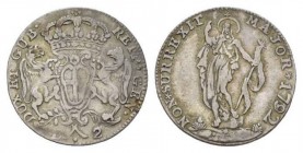 Genova, The Biennial Doges. 1528-1797. 2 lire 1792, AR 30.5mm., 8.21g. Crowned coat-of-arms. Rev. S. Giovanni Battista standing facing on rock set on ...