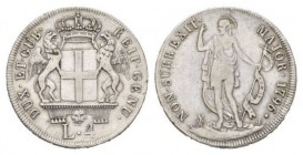 Genova, The Biennial Doges. 1528-1797. 4 lire 1796, AR 34mm., 16.55g. Crowned coat-of-arms. Rev. S. Giovanni Battista standing facing on rock set on d...