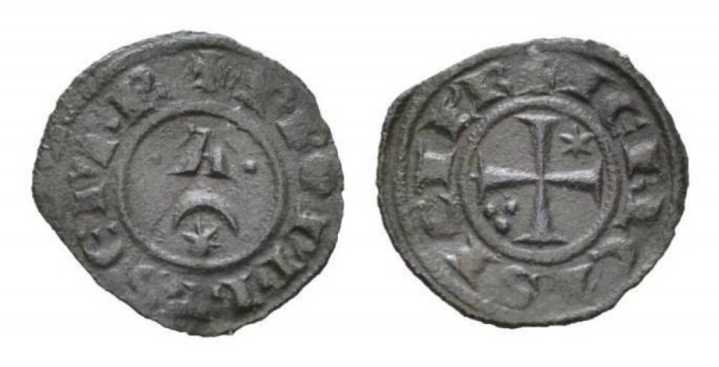 Messina, Federico II, 1197-1250 Mezzo Denaro 1242, billon 14.5mm., 0.32g. MEC 55...