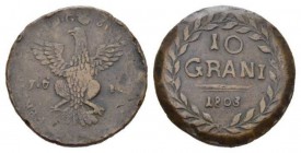 Palermo, Ferdinando III, 1759-1803 10 Grani 1803, Æ 38mm., 27.92g. MIR 642/3. Sp. 146.

Rare. About Very Fine.