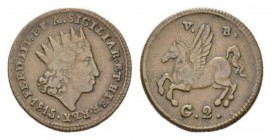 Palermo, Ferdinando III, 1759-1803 2 Grani 1815, Æ 23.5mm., 6.51g. MIR 651/3. Spahr 168.

Very fine.