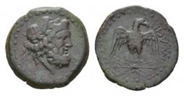 Sicily, Panormos Semis after 241, Æ 23.5mm., 7.08g. Laureaze head of Zeus r. Rev. MN-ACILI Eagle on thunderbolt. Calciati 73.

Light green patina an...
