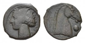 The Carthaginians in Sicily and North Africa, Carthago (?) Bronze 300-264, Æ 19.5mm., 4.51g. Head of Tanit-Persephone l. Rev. Horse's head r. Acquaro ...