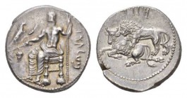 Cilicia, Mazaios, 361-334. cTarsus Stater 361-344, AR 23.5mm., 10.49g. Baaltars seated l., holding bunch of grapes, barley ear and eagle in r. hand an...