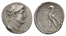 The Seleucid Kings, Antiochus VII Evergetes, 138-129 BCTyre Tetradracm 136-135, AR 28mm., 13.80g. Diademed head r. Rev. ΒΑΣΙΛΕΩΣ −ANTIOXOY Eagle stand...