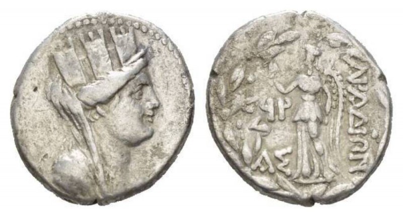 Phoenicia, Aradus Tetradrachm 64-63, AR 26.5mm., 14.97g. Turreted, veiled and dr...