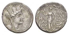 Phoenicia, Aradus Tetradrachm 62-61 (year 198), AR 27mm., 15.18g. Turreted, veiled and draped bust of Tyche r. Rev. APAΔION Nike standing l. holding p...