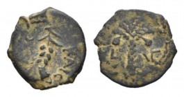 Judaea, Coponius, 6-9 Prutah 5-6, Æ 17.5mm., 2.01g. Grain ear. Rev. Palm tree; across field, L Λς (date). RPC 4954. Meshorer 311. Hendin 1328.

Very...