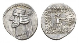 Parthia, Mithradates IV, Circa 58-53Ekbatana Drachm 58-53, AR 19mm., 3.88g. Diademed bust l., wearing segmented necklet, behind, star. Rev. Archer (Ar...