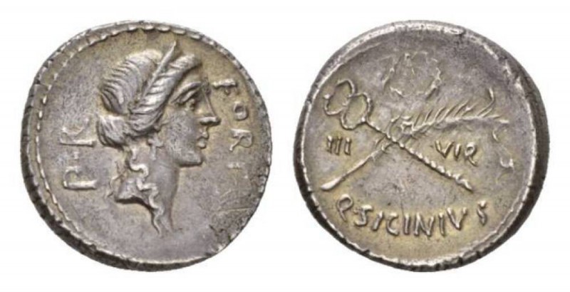 Q. Sicinius Denarius 49, AR 18.5mm., 4.02g. FORT – P·R Diademed head of Fortuna ...