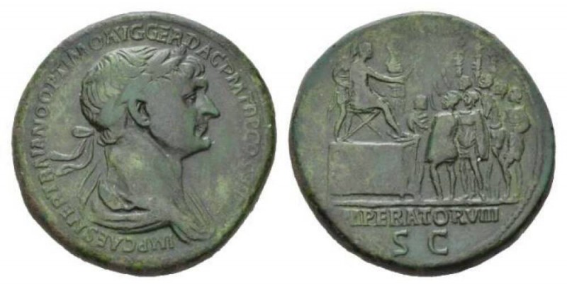 Trajan, 98-117 Sestertius 114-116, Æ 34mm., 26.53g. IMP CAES NER TRAIANO OPTIMO ...