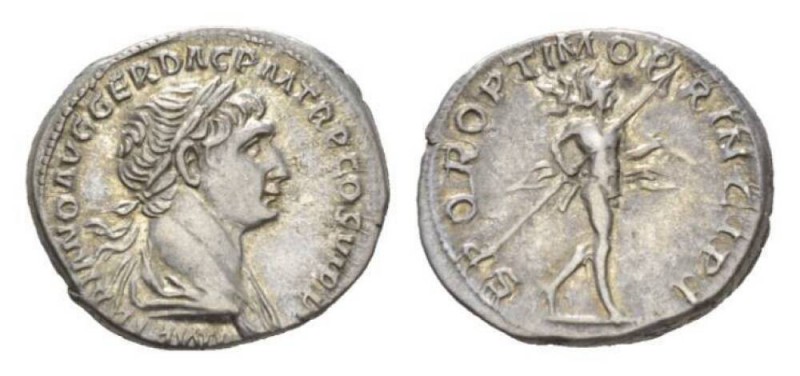 Trajan, 98-117 Denarius 116, AR 20mm., 3.31g. IMP CAES NER TRAIAN OPTIM AVG GERM...