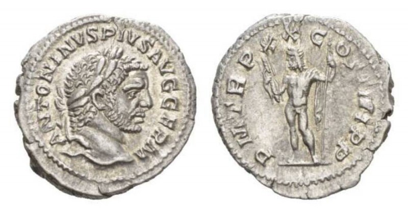 Caracalla, 198-217 Denarius 217, AR 19.5mm., 2.85g. ANTONINVS PIVS AVG GERM Laur...