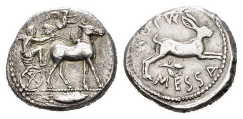 Sicily, Messana Tetradrachm circa 460-426, AR 28mm., 17.25g. Mule biga driven r....