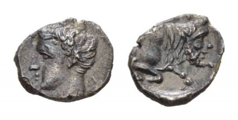 Sicily, Panormus Litra circa 410-400, AR 10.5mm., 0.72g. Young male head l. Rev....