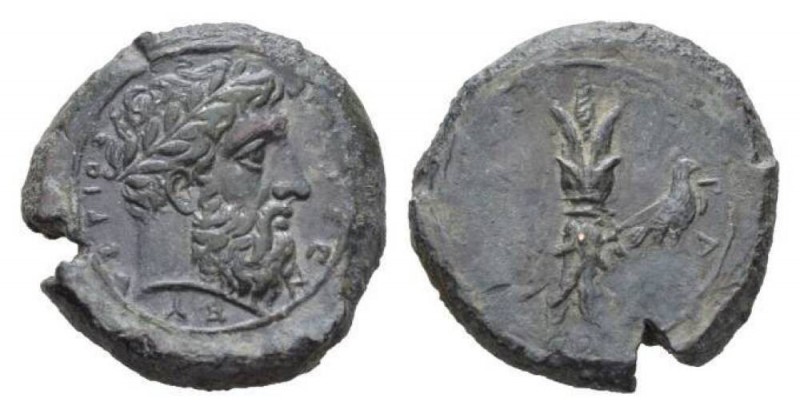 Sicily, Syracuse Hemidrachm (?) 357-354, Æ 25mm., 15.56g. IΕΥΣ ΕΛ − ΕΥ − ΘΕΡΙΟΣ ...