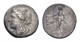 Sicily, Hieron II, 275-215 Syracuse 4 Litrae 275-215, AR 15mm., 2.17g. Laureate head of Apollo l. Rev. Isis standing l. wearing inflated veil, holding...