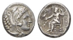 Kingdom of Macedon, Alexander III the Great, 336-323Pella Tetradrachm 325-315, AR 23.5mm., 17.12g. Head of Heracles r., wearing lion-skin headdress. R...