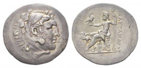 Kingdom of Macedon, Alexander III, 336-323Alabanda (Caria) Tetradrachm 170-169, AR 34mm., 15.98g. Head of Herakles r., wearing lion skin. Rev. Zeus Aë...