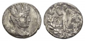 Phoenicia, Aradus Tetradrachm 83-82, AR 28mm., 14.98g. Turreted, veiled and draped bust of Tyche r. Rev. APAΔION Nike standing l. holding palm and apl...
