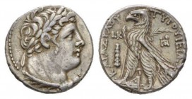 Phoenicia, Tyre Tetradrachm 107-106, AR 28mm., 14.30g. Laureate head of Melqart r. Rev. ΤΥΡΟΥ ΙΕΡΑΣ– ΚΑΙ AΣYLOY Eagle standing l. on prow; in l. field...