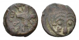 Judaea, Antonius Felix, 52-59Jerusalem Prutah 54, Æ 16.5mm., 2.74g. Two crossed shield and two spears. Rev.Palm tree. Meshorer 340a. Hendin 652.

Ve...