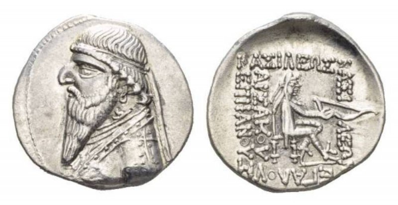 Parthia, Mithradates II, 121-91Rhagai Drachm 109-95, AR 21mm., 4.07g. Diademed a...