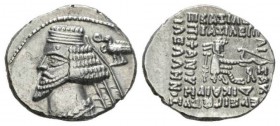 Parthia, Phraates IV, circa 38-2 BCLaodicaea Drachm 38-2 BC, AR 21mm., 4.01g. Diademed bust l., with royal wart on forehead; to right, in r. field, ea...