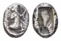 Persia (Achaemenidae), Time of Artaxerxes I to Artaxerxerxes II, circa 450-375.Sardes Siglos circa 450-375, AR 13.5mm., 4.95g. Persian king in kneelin...