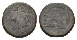 Triens after 211, Æ 27mm., 17.37g. Helmeted head of Minerva r.; above, four pellets. Rev. ROMA Prow r.; below four pellets. Sydenham 143b. Crawford 56...