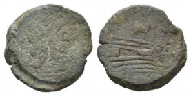 Ass series As circa 169-158, Æ 30.5mm., 22.55g. Laureate head of Janus; above, mark of value. Rev. Prow r.; above, ass, and before, mark of value. Bel...