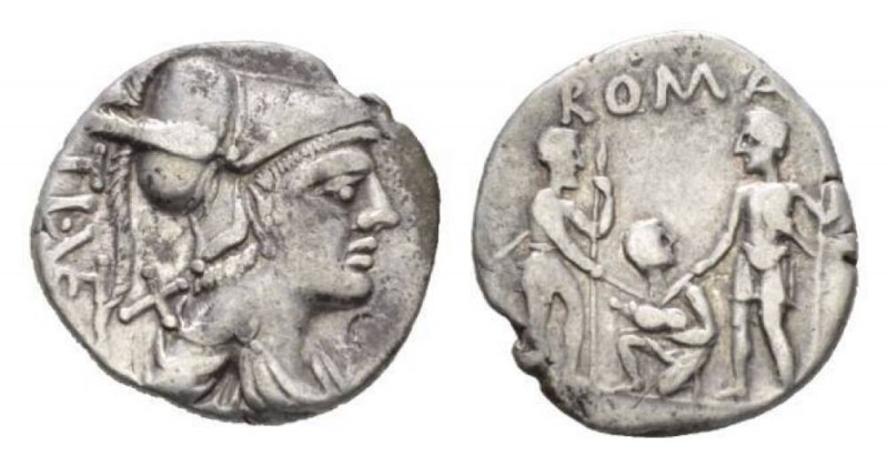 T. Veturius Gracchi f. Sempronius Denarius 137, AR 19.5mm., 3.75g. TI ·VET ligat...